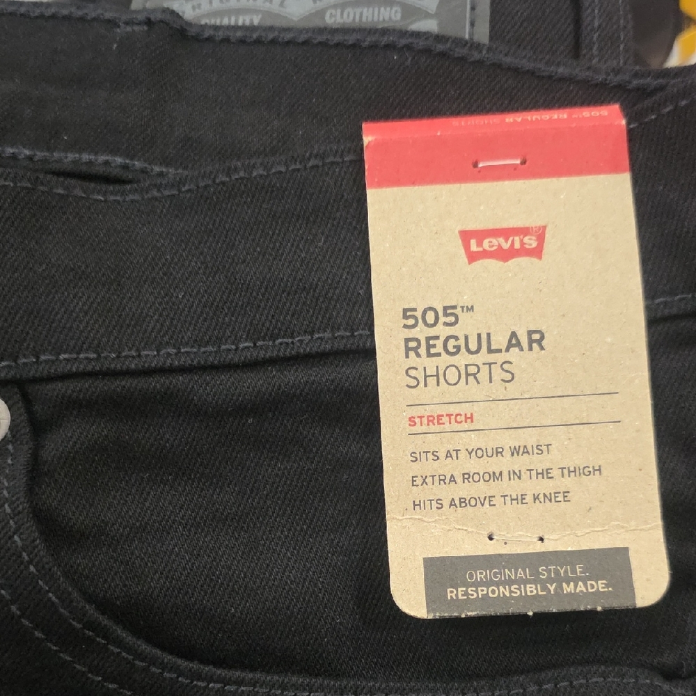New with Tags Levi's Men's Black 505 Regular Jean Shorts Size 44 Stretch 44x11
